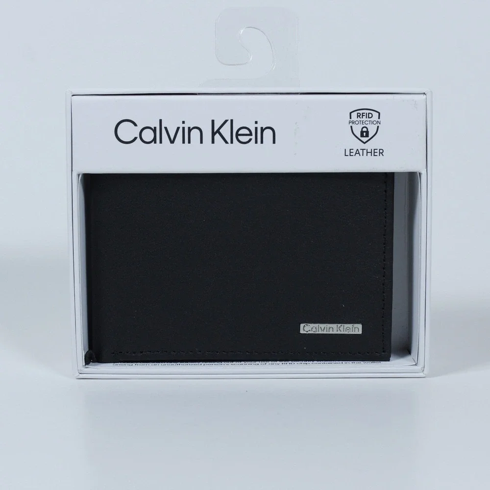 Calvin Klein Leather Wallet with RFID Protection - New in Box - Men's Black
